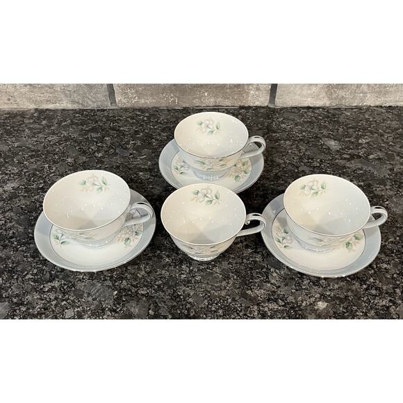 4 Vtg Sheraton Cups & 3 Saucers Harmony House Fine China Sears #3250 - Picture 2 of 10